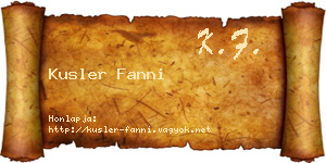 Kusler Fanni névjegykártya